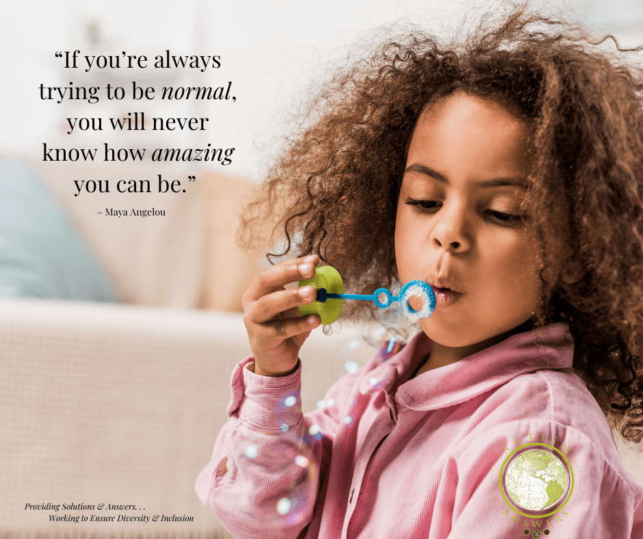 Maya Angelou quote with image of girl playing