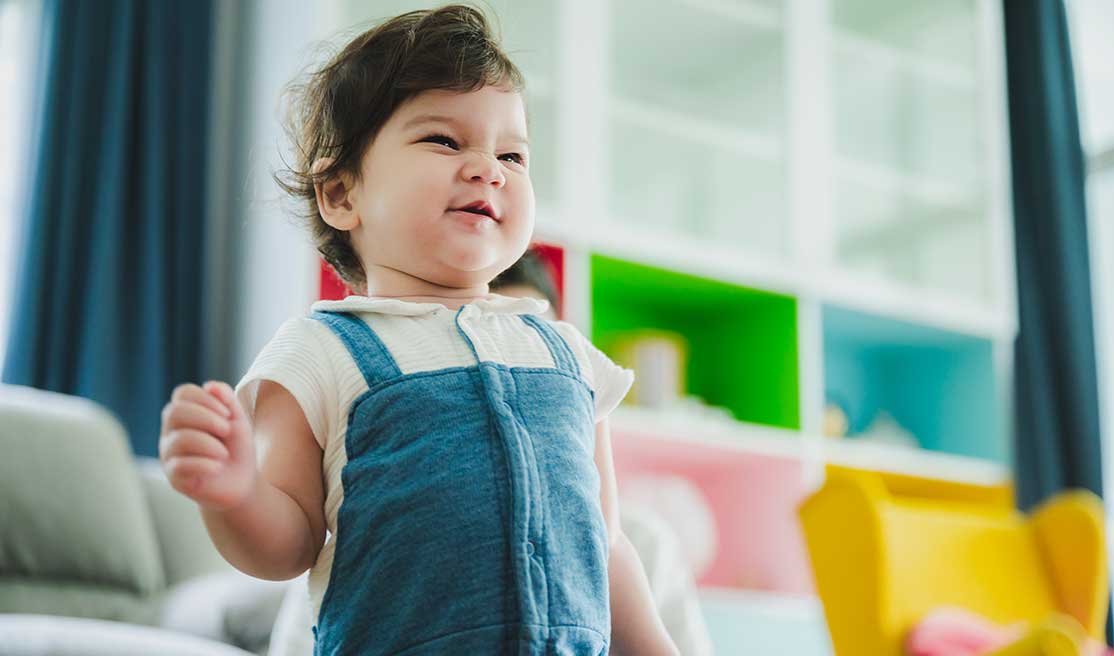 toddler playing at home