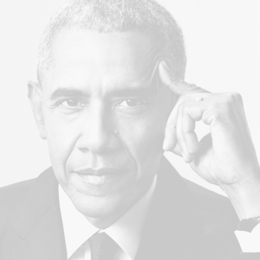A black and white photo of president obama